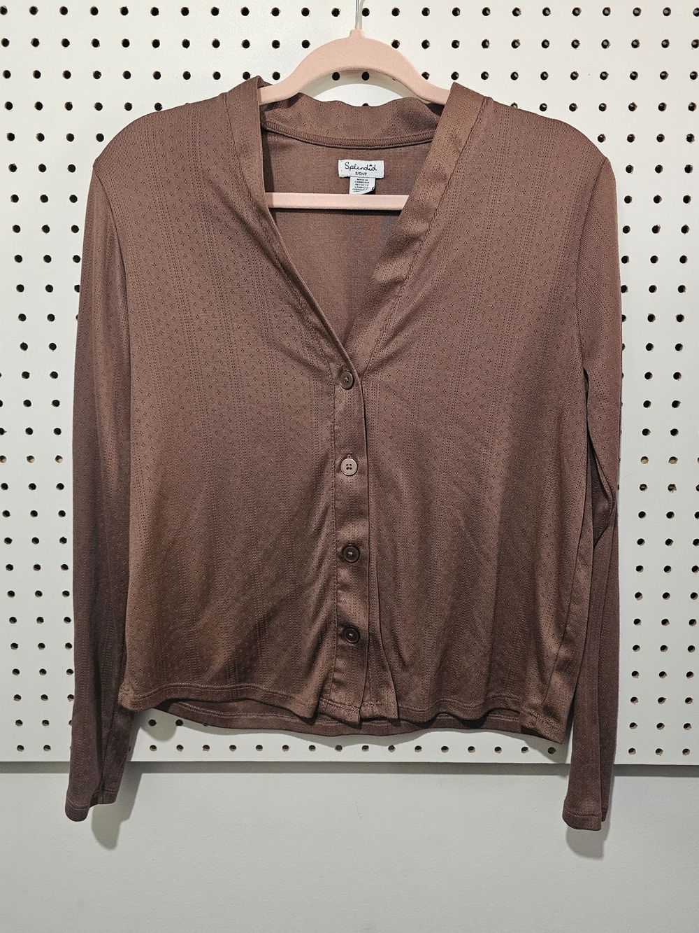 Splendid Women's Brown Button-Front Lightweight Cardigan